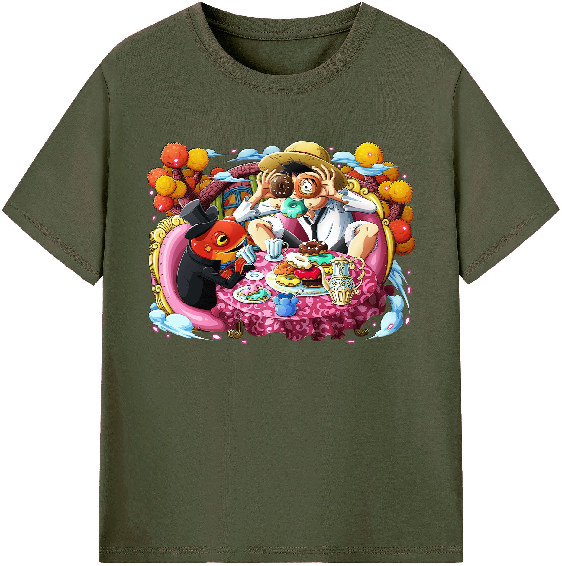 ワンピース モンキー・D・ルフィ ONE PIECE Monkey D. Luffy 綿100％ メンズ半袖Tシャツ｜肌触りやわらか＆通気性